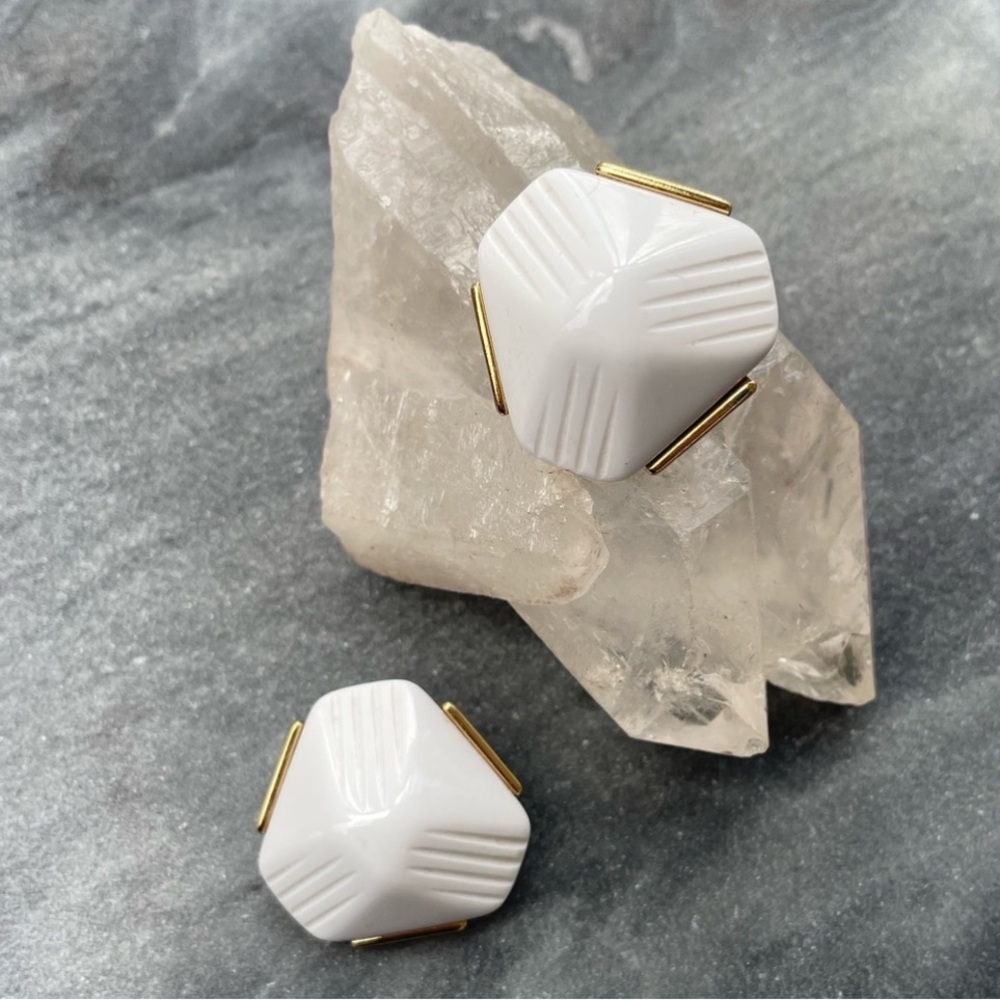 Vintage White Gold Statement Clip On Earrings